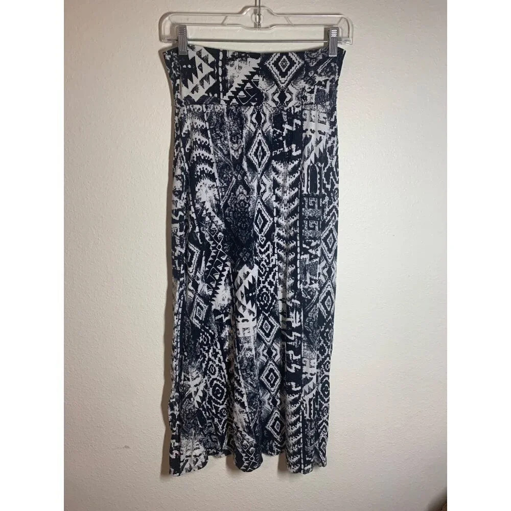 Wet Seal Aztec Tribal Print Maxi Skirt Women's Size Small Black Y2K Retro P10